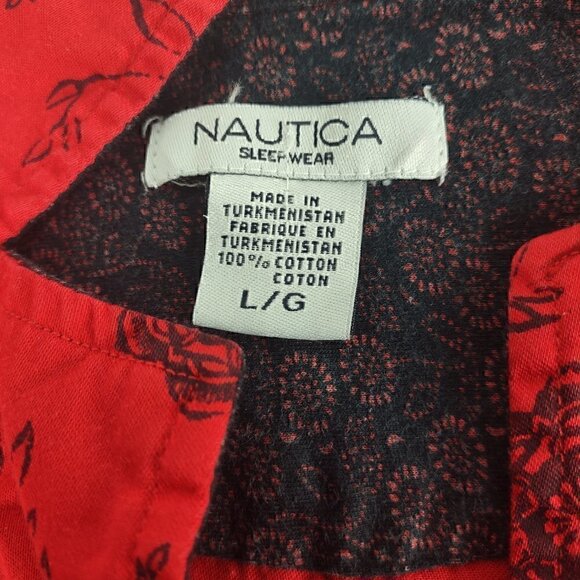Nautica Rose Pattern Red 100% Cotton Cozy Pajama, Sleepwear Lounge Set Size L - Picture 16 of 16